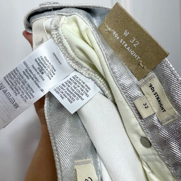 Madewell The '90s Straight Leg Jeans in Silver Foil Size 32 - Picture 14 of 15